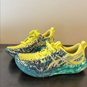Asics Neon Yellow and Turquoise Sneakers